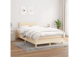 8720287453505 - Bonnevie - BoxspringbettDoppelbett mit Matratze Creme 120x200 cm Stoff vidaXL