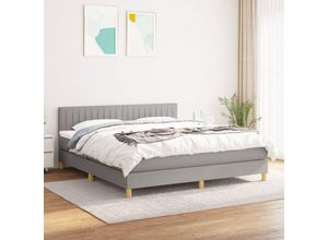 8720287454571 - Jinlefu - Boxspringbett mit Matratze Hellgrau 180x200 cm Stoff vidaXL - Grau