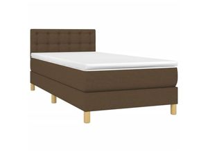 8720287455646 - Boxspringbett mit Matratze Dunkelbraun 90x190 cm Stoff vidaXL