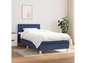 8720287455837 - Boxspringbett mit Matratze Blau 100x200 cm Stoff vidaXL856492