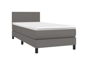 8720287456438 - Jinlefu - Boxspringbett mit Matratze Grau 90x190 cm Kunstleder vidaXL