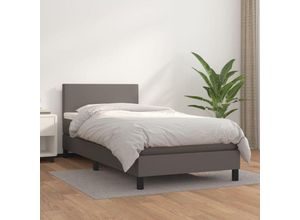 8720287456490 - Jinlefu - Boxspringbett mit Matratze Grau 90x200 cm Kunstleder vidaXL - Grau