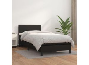 8720287456513 - Boxspringbett，Schlafzimmerbett mit Matratze Schwarz 100x200 cm Kunstleder vidaXL