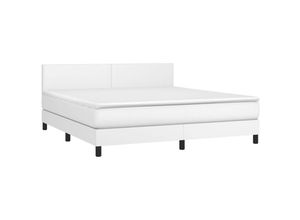 8720287456766 - Jinlefu - Boxspringbett mit Matratze Weiß 160x200 cm Kunstleder vidaXL