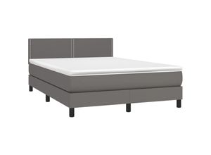 8720287457336 - Vidaxl - Boxspringbett mit Matratze Grau 140x200 cm Kunstleder Grau