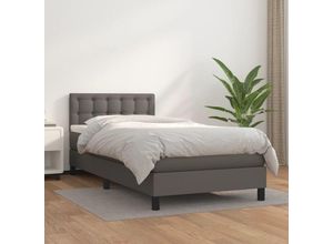 8720287457695 - Bonnevie - BoxspringbettSchlafzimmerbett mit Matratze Grau 90x200 cm Kunstleder vidaXL