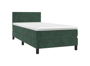 8720287458340 - Boxspringbett mit Matratze Dunkelgrün 100x200 cm Samt Vidaxl Grün