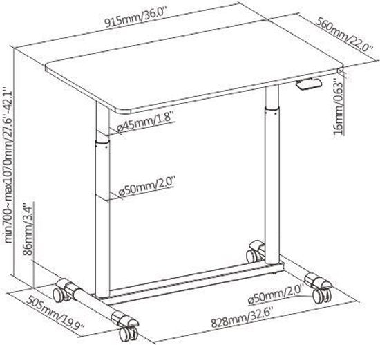 8720289501785 - Schreibtisch Sitz-Steh-Mobil - Laptoptisch - höhenverstellbar