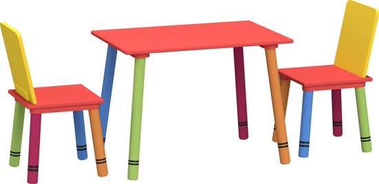 8720289503475 - Kindertisch zwei Stühle Bleistift Design - Spieltisch Bautisch Zeichentisch Kinderzimmer 8720289503475 - Kindertisch zwei Stühle Bleistift Design - Spieltisch Bautisch Zeichentisch Kinderzimmer