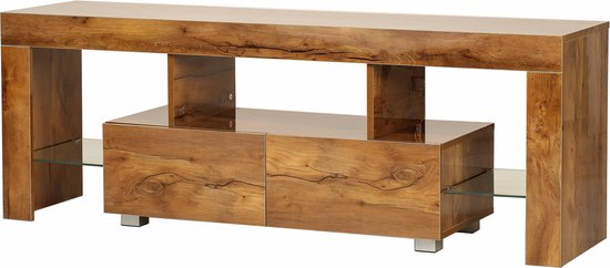 8720289507381 - TV-Schrank Hugo - LED-Beleuchtung - 140 cm breit - braune Holzstruktur