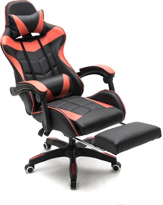 8720289507459 - Gaming Stuhl mit Fußstütze Cyclone Teens - Bürostuhl - Racing Gaming Stuhl - rot schwarz