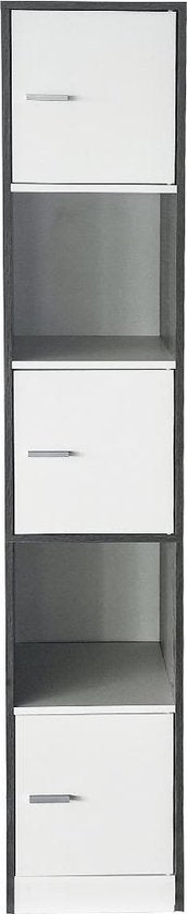 8720289508906 - Säulenschrank Bad - Aufbewahrungsschrank Bad Schlafzimmer oder Diele - 180 cm hoch - grau-farbig