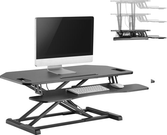 8720289509293 - Schreibtischaufsteller Sitz-Steh-Arbeitsplatz - ergonomisch höhenverstellbarer Schreibtisch - 95 cm breit