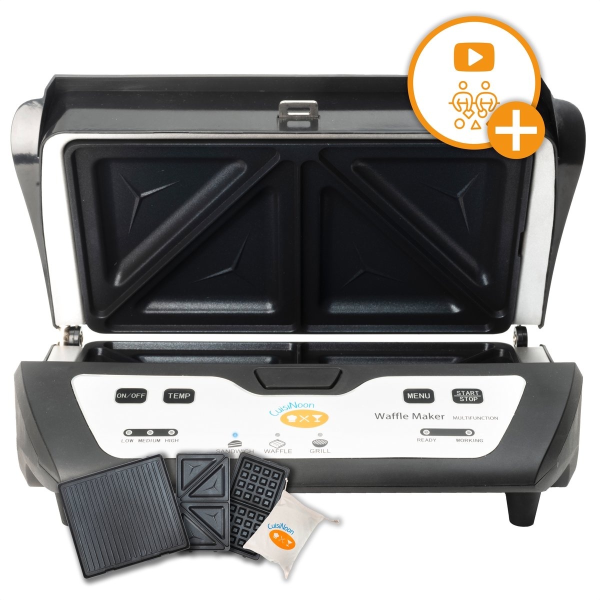 8720299140189 - CuisiNoonÂ® Premium Multifunktions-Waffeleisen - Toast- und Grillgerät - Sandwichmaker