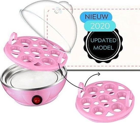 8720299165380 - Roxiq Eierkocher elektrisch - Multifunktionaler Eierkocher - Eieruhr - Kochen - Dämpfen - Pochieren - Pink