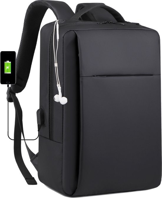 8720299434356 - MiRi Laptop-Tasche - ?3-in-1? - Rucksack   Umhängetasche   Aktentasche - Bis zu 156 Zoll - Schwarz - Hohe Qualität - Anti-Diebstahl - Männer   Frauen - USB-Anschluss - Verstellbar