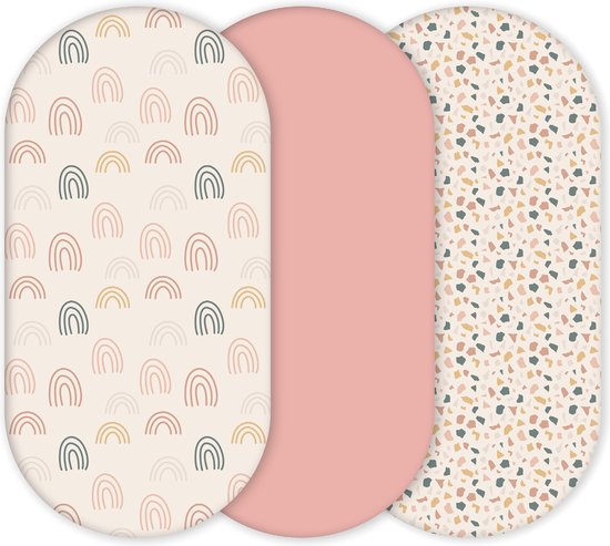 8720299641273 - Yunioo® Universal Wiegenlaken Set │ Spannbetttuch Baby für Kinderwagen Wickelkorb und Moseskorb │ Wickelauflagebezug │ Umstandsgeschenk Babyparty │ 3er-Pack │40x80 cm elastisch