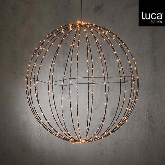 8720362026891 - Luca Lighting Weihnachtslichterkugel mit warmweißen LED-Lichtern - Ø60 cm - Schwarz