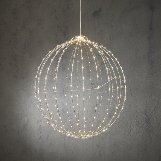 8720362035008 - Luca Lighting Weihnachtslichtkugel mit klassisch weißen LED-Lichtern - Ø50 cm - Silber