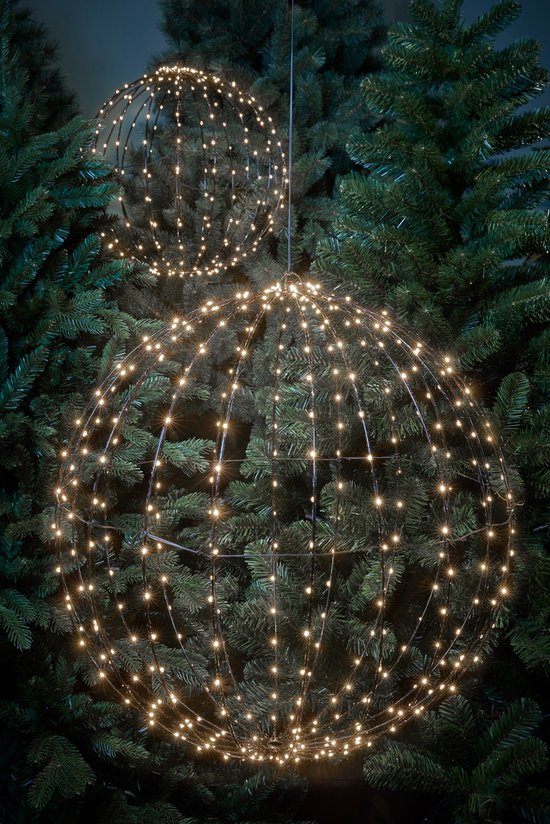 8720362035015 - Luca Lighting Weihnachtslichtkugel mit klassisch weißen LED-Lichtern - Ø60 cm - Silber