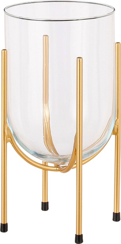 8720362068624 - Jamey Vase auf Ständer - H31 x Ø17 cm - Glas - Gold