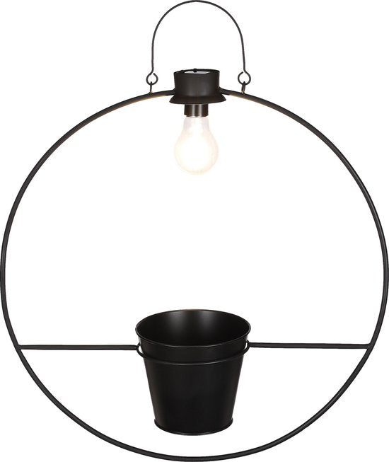 8720362084464 - Dimitri Solarlampe mit Blumentopf - H62 x Ø50 cm - Schwarz