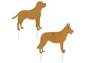 8720362130376 - - Mica Gartenstecker Hund rost 54 x 56 cm 2 verschiedene Motive Gartenfiguren