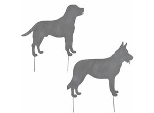 8720362130383 - - Mica Gartenstecker Hund grau 54 x 56 cm Gartenstecker