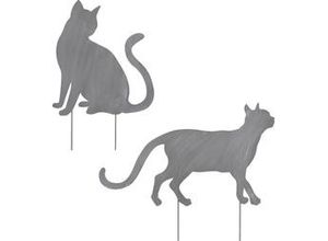 8720362130406 - Mica Gartenstecker Katze grau 61 x 47 cm