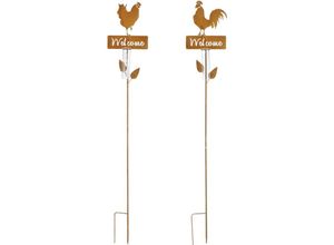 8720362130437 - - Mica Gartenstecker Regenmesser rost 2 Motive 120 cm Gartenfiguren