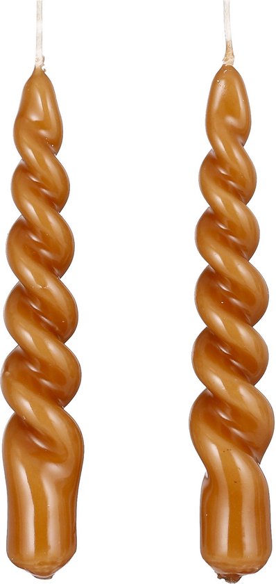 8720362139942 - Twist Candle - 2er-Set - H15 cm - Braun glänzend