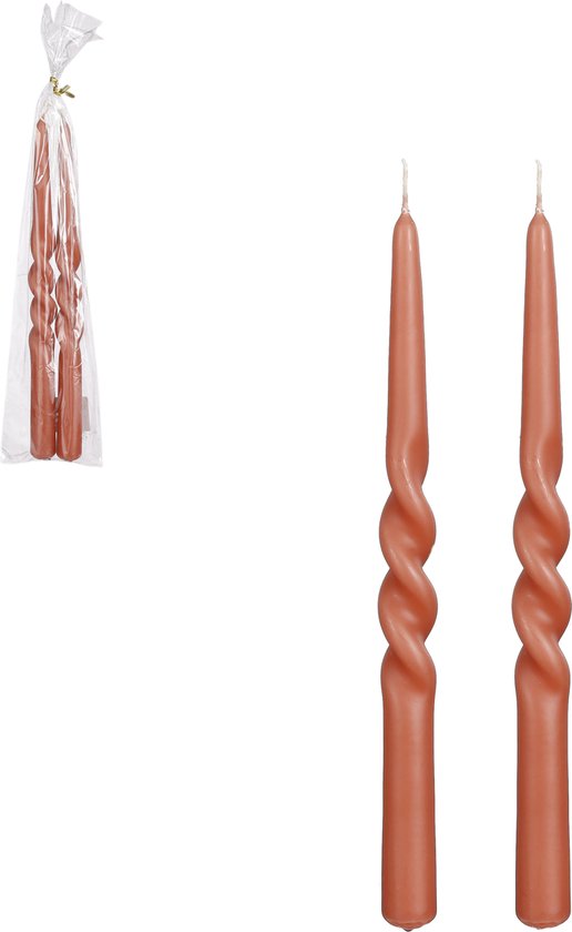 8720362151210 - Twist Dinner Candle - 2er-Set - H29 x Ø2 cm - Terra