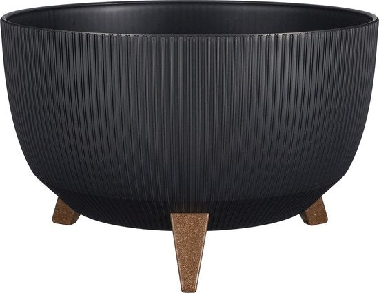 8720362247593 - Doppio Blumentopf auf Beinen - H21 x Ø40 cm - Recycelter Kunststoff - FSC Mix - Schwarz