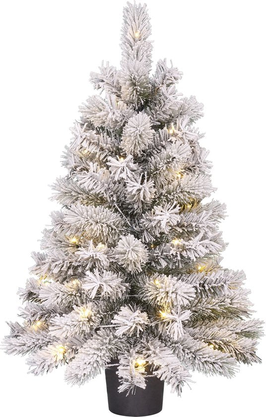 8720362249580 - Trees Dinsmore Künstlicher Weihnachtsbaum im Topf mit LED-Lichtern - H90 x Ø50 cm - Frosted Green