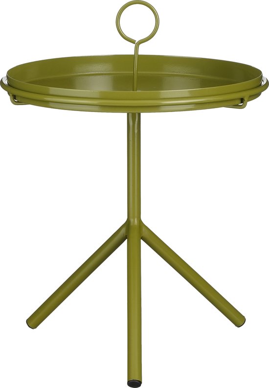 8720362393887 - Aston Beistelltisch mit abnehmbarem Tablett - H40 x Ø31 cm - Metall - Dunkelgrün