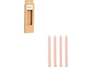 8720362401346 - - Mica Twist Kerze rosa 4 Stück Stab- Tafelkerze