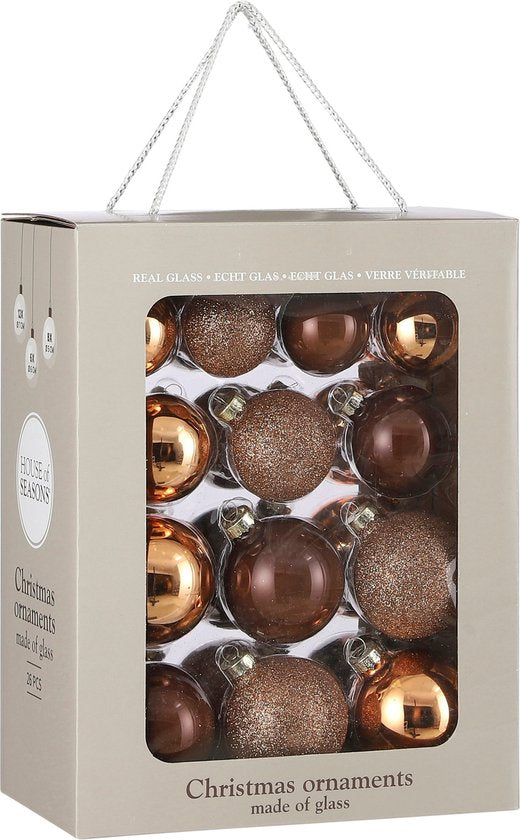 8720362618591 - Weihnachtskugelset - 26 Stück - Ø7 cm - Glas - Braun
