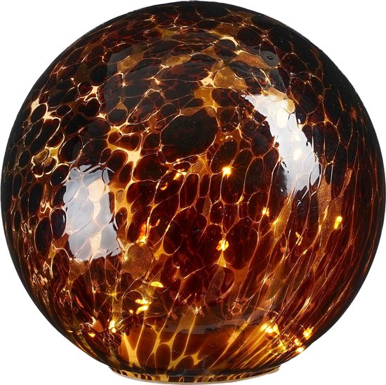 8720362628422 - Dekokugel mit LED-Beleuchtung - H20 x Ø20 cm - Glas - Braun