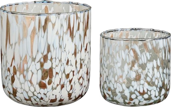 8720362628477 - Teelichthalter - 2er-Set - H15 x Ø14 cm - Weiß 8720362628477 - Teelichthalter - 2er-Set - H15 x Ø14 cm - Weiß