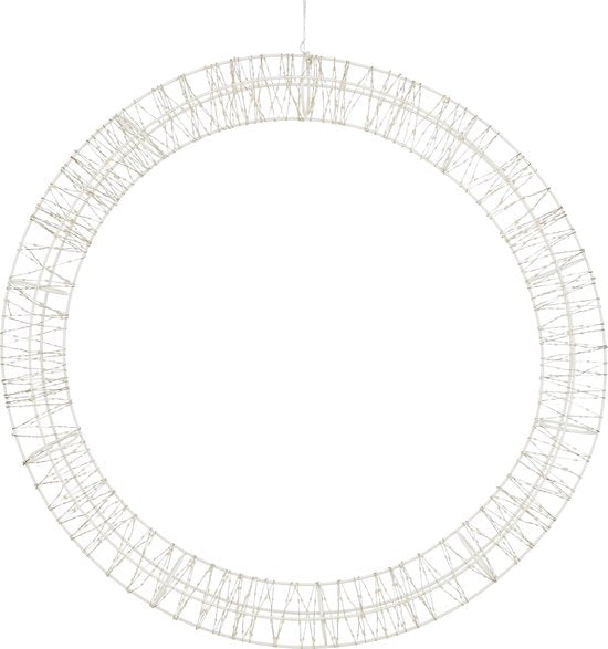 8720362642183 - Luca Lighting Weihnachtslichterkreis mit warmweißen LED-Lichtern - Ø56 cm - Metall - Weiß