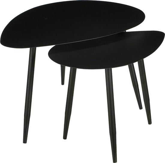 8720362915768 - Beistelltisch - 2er-Set - L80 x B60 x H47 cm - Metall - Schwarz 8720362915768 - Beistelltisch - 2er-Set - L80 x B60 x H47 cm - Metall - Schwarz