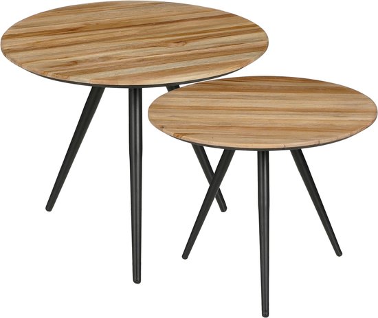 8720362955979 - Jailey Beistelltisch - 2er-Set - H49 x Ø50 cm - Recyceltes Holz - Braun 8720362955979 - Jailey Beistelltisch - 2er-Set - H49 x Ø50 cm - Recyceltes Holz - Braun
