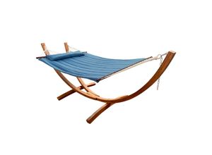 8720365060885 - Hawaï Hängematte für 2 Personen mit Gestell aus Holz Outdoor Hängematten-Set mit Holzgestell & xxl Hängematte in Blau - Blau - AXI