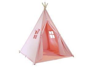 8720365068980 - SUNNY Alba Tipizelt für Kinder in Rosa Indienner   Tipi   Wigwam Zelt mit Boden für Kinderzimmer Spielzelt aus Baumwolle 120x120 cm - Rosa