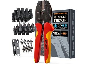 8720387409464 - BAURIX® Solar Crimpzange Set mit 12x Solar Stecker [25-6mm²] I Solar Crimpzange Solar PV Kabel Solarstecker Steck-Verbinder Solar Kabel PV Solar