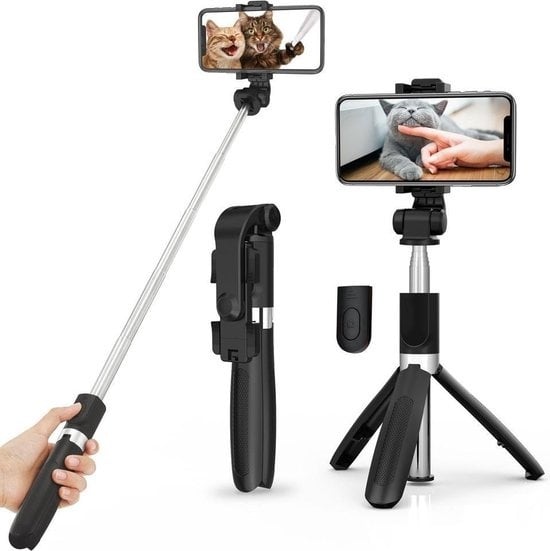 8720387480227 - Selfie Stick Universal - Stativ - 3in1 SelfieStick - Bluetooth - Selfie Stick Stativ - iPhone - Samsung - Selfie Stick Universal