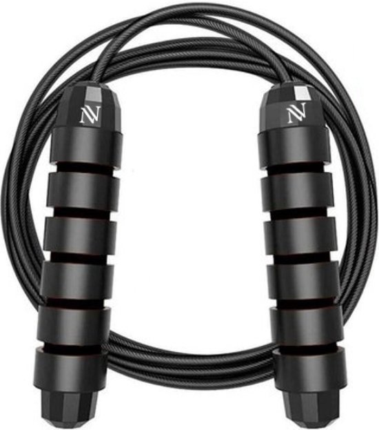 8720387501021 - - Professionelle Sport-Springseil - einstellbar - Speedrope - Springseil - für Erwachsene und Kinder - schwarz