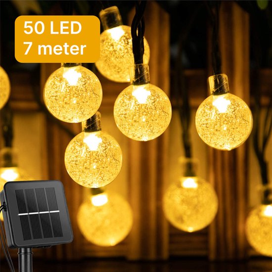 8720387501656 - - Solar-LED-Gartenbeleuchtung - 50 LED - 7 Meter - 8 Stufen - Weihnachtsbeleuchtung für drinnen und draußen - Weihnachtsdekoration - Weihnachtsdekorationen - Lichtergirlande - Warmweiß