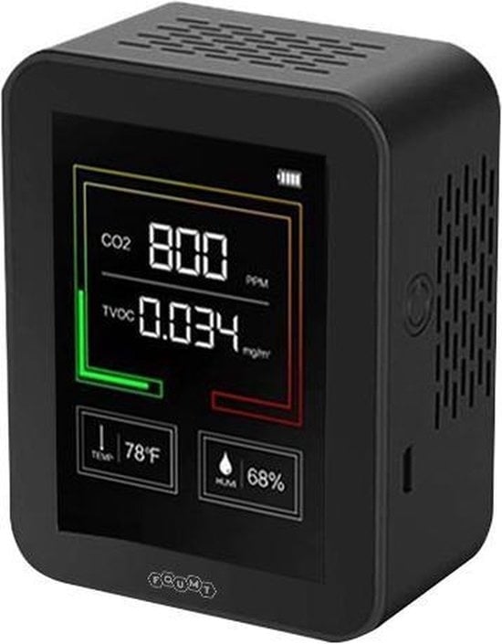 8720387806010 - - Co2 Messgerät - Co2 Indoor - Co2 Detektor - Luftqualitätsmessgeräte - Schwarz