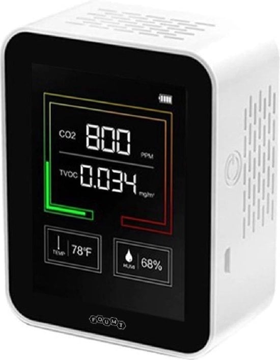 8720387806027 - - Co2 Messgerät - Co2 Indoor - Co2 Detektor - Luftqualitätsmessgeräte - Weiß